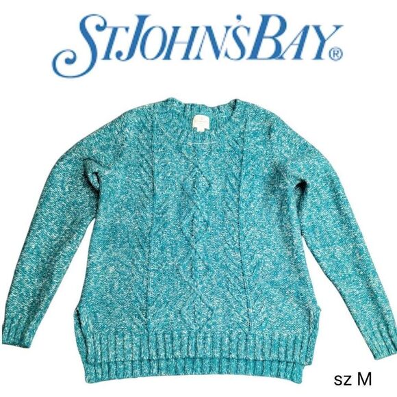 St. John's Bay Teal Turquoise  Blue Green Pullover Soft Comfy Sweater - Picture 1 of 7